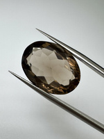 Kwarc dymny naturalny fasetowany owal 20 x 15 mm