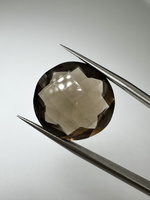 Kwarc dymny naturalny fasetowany owal 18,14 x 17,63 mm
