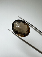 Kwarc dymny naturalny fasetowany owal 19 x 15 mm