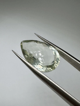 Zielony ametyst prasiolit fasetowany gruszka 21 x 13 mm