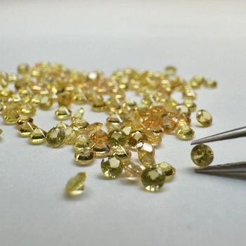 Żółty szafir naturalny okrągły fasetowany fi 1,75 mm