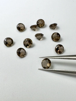 Kwarc dymny naturalny okrągły fasetowany fi 4 mm
